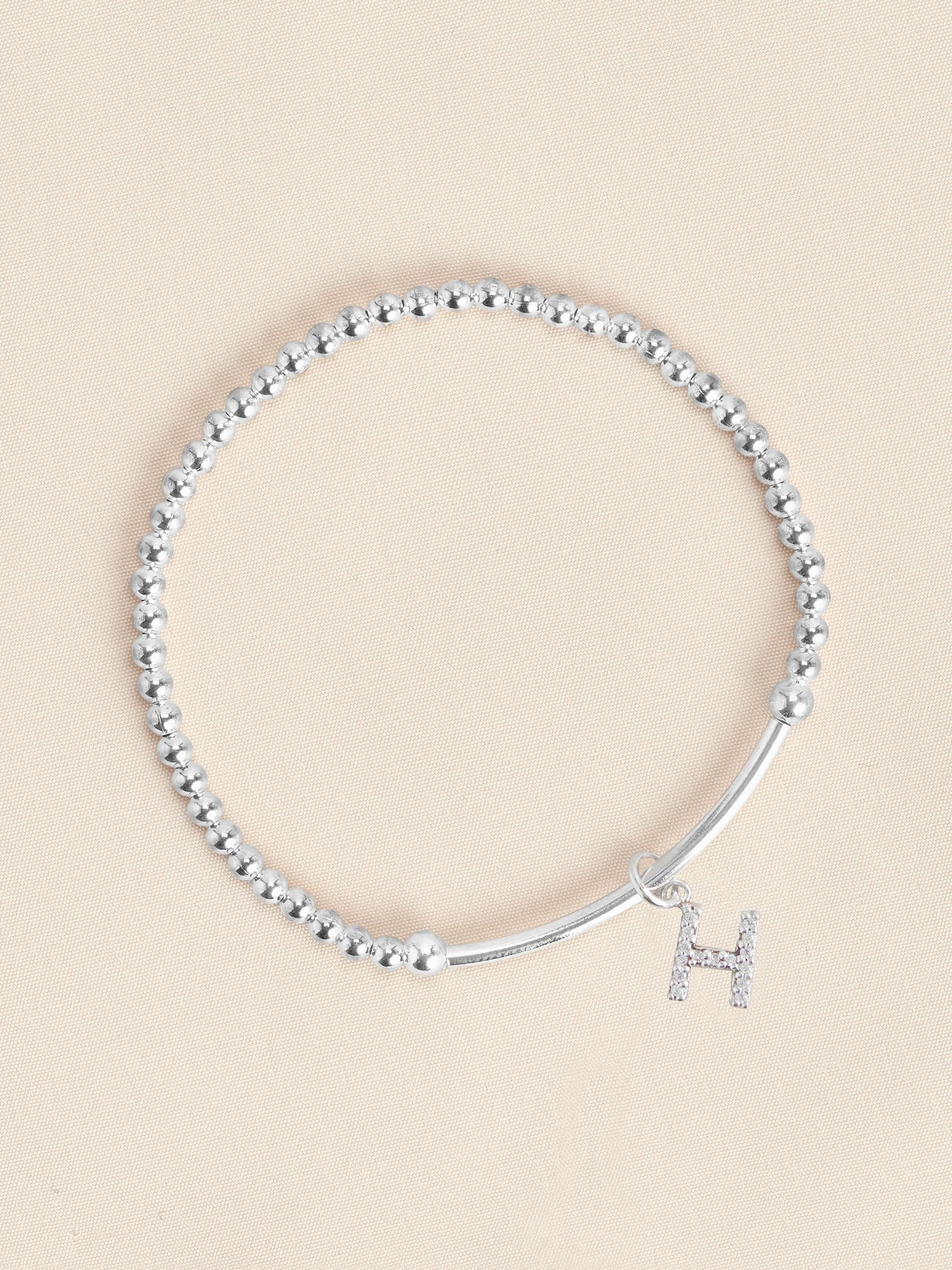 Sterlingsilber-Armband mit initialen Zirkonia-Perlen (britische Marke)