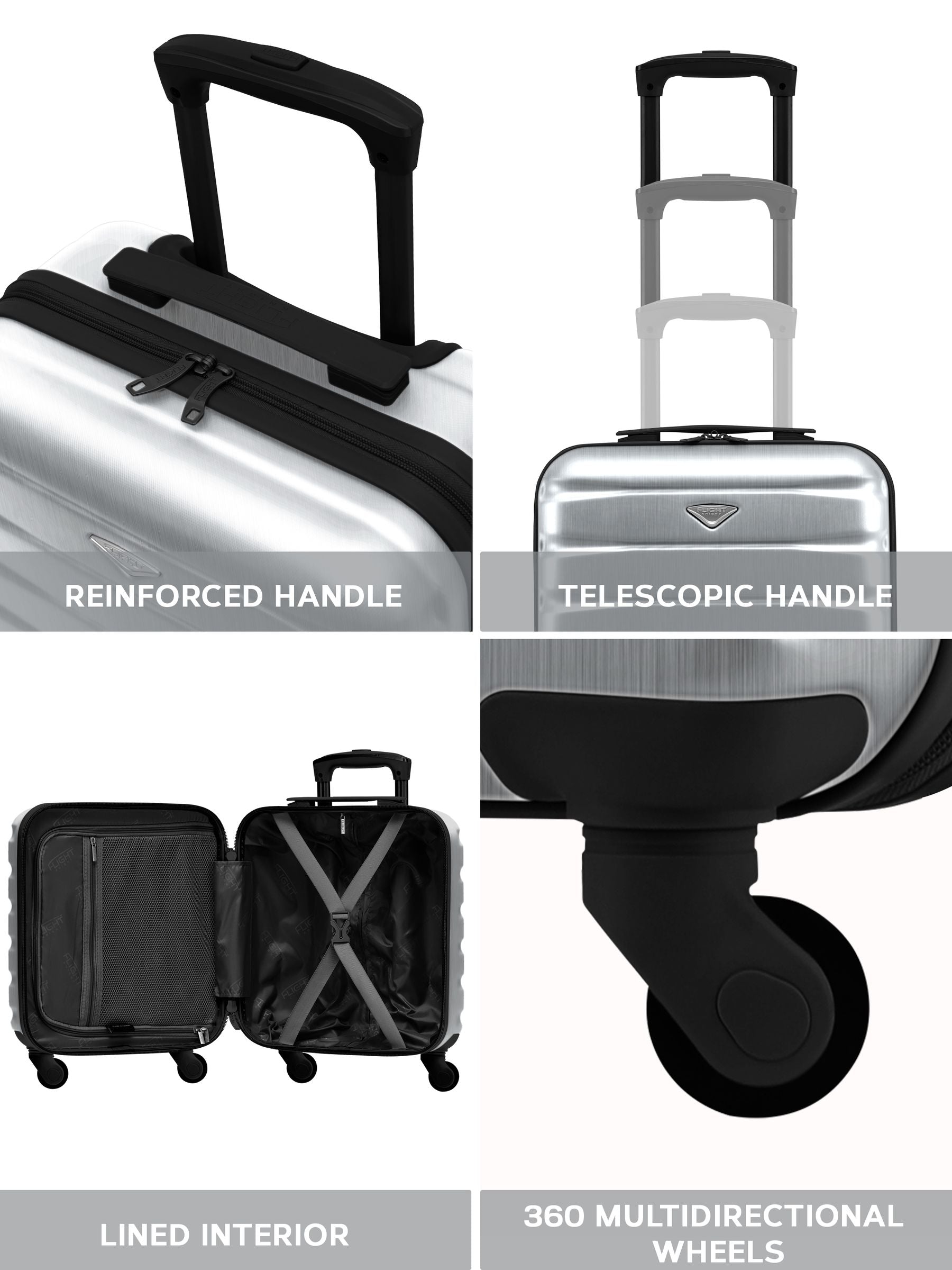 Flight Knight silver underseat cabin bag - British product