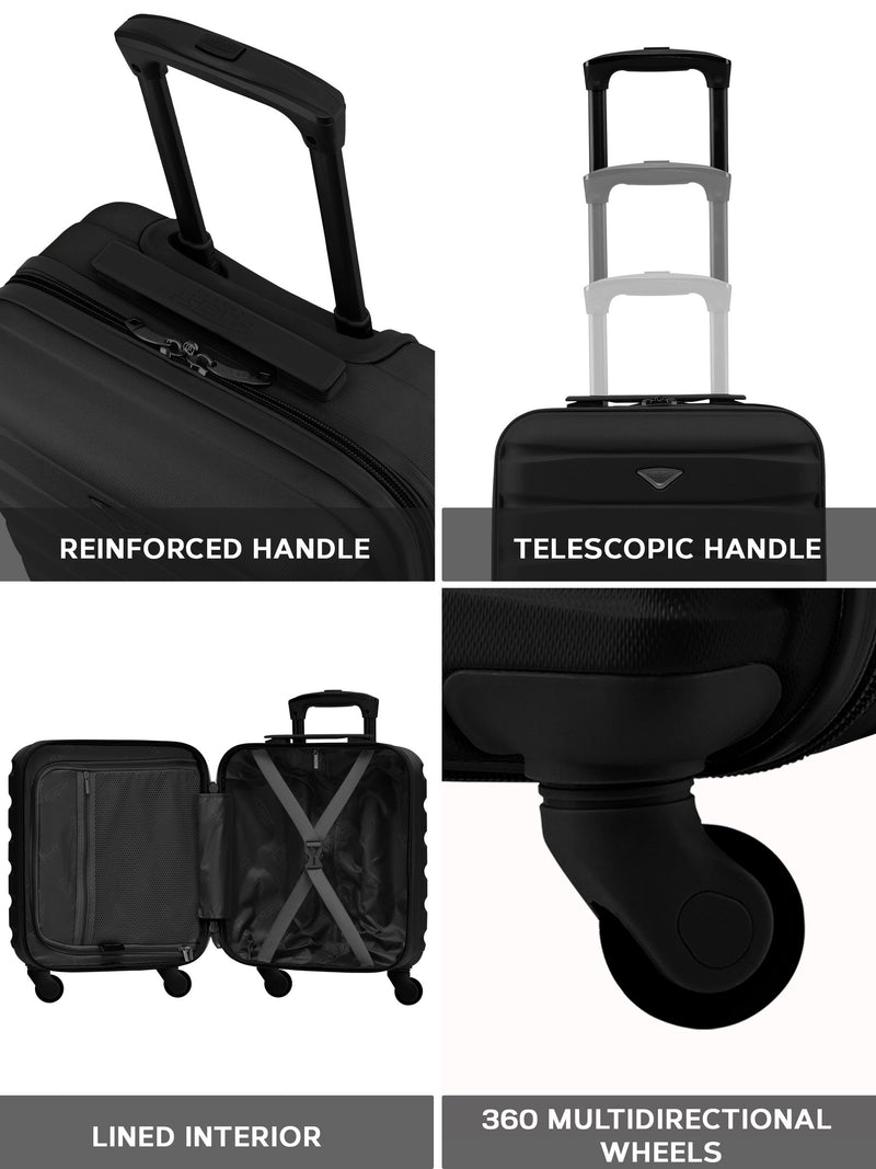 Flight Knight black ABS underseat cabin luggage 45x36x20cm, imported from the UK