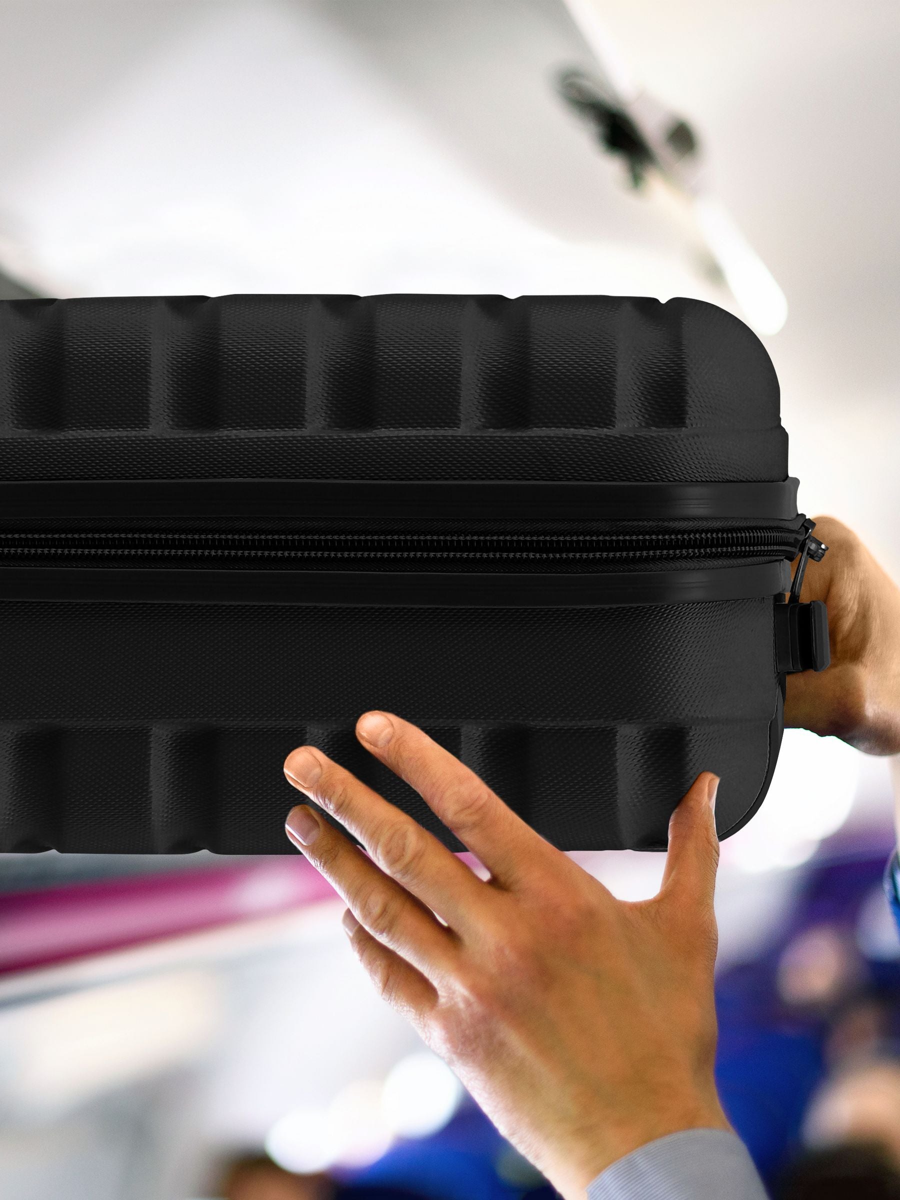 Flight Knight black ABS underseat cabin luggage 45x36x20cm, imported from the UK