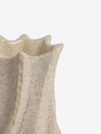 Grand vase de sol plissé en céramique naturel 26 cm