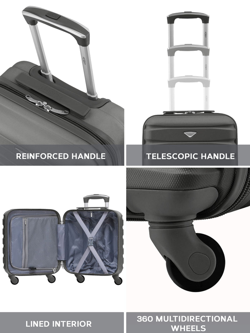Flight Knight grey suitcase set underseat overhead large, UK version