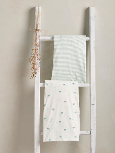 Mamas & Papas Schildkröte Blau 100% Baumwoll-Spannbettlaken für Kinderbetten 2er-Pack