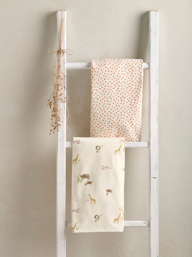 Mamas & Papas 2 Pack Jungle Cream 100% Cotton Cotbed Fitted Sheets