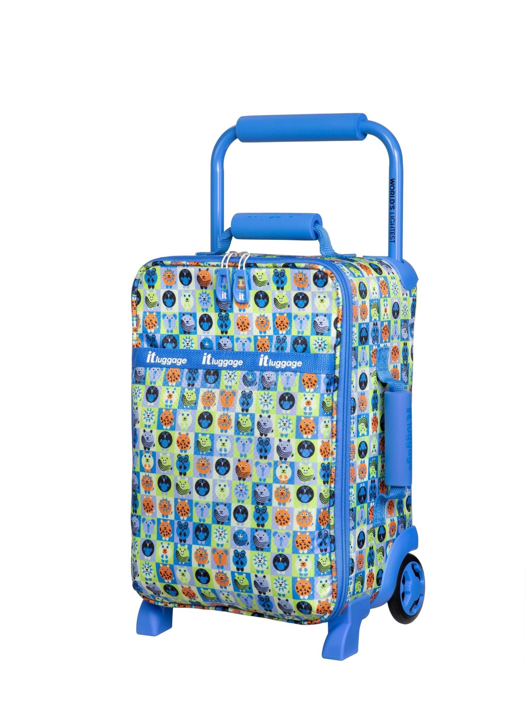 IT Luggage Blue Curisoity Minimals kiddies suitcase (British brand)