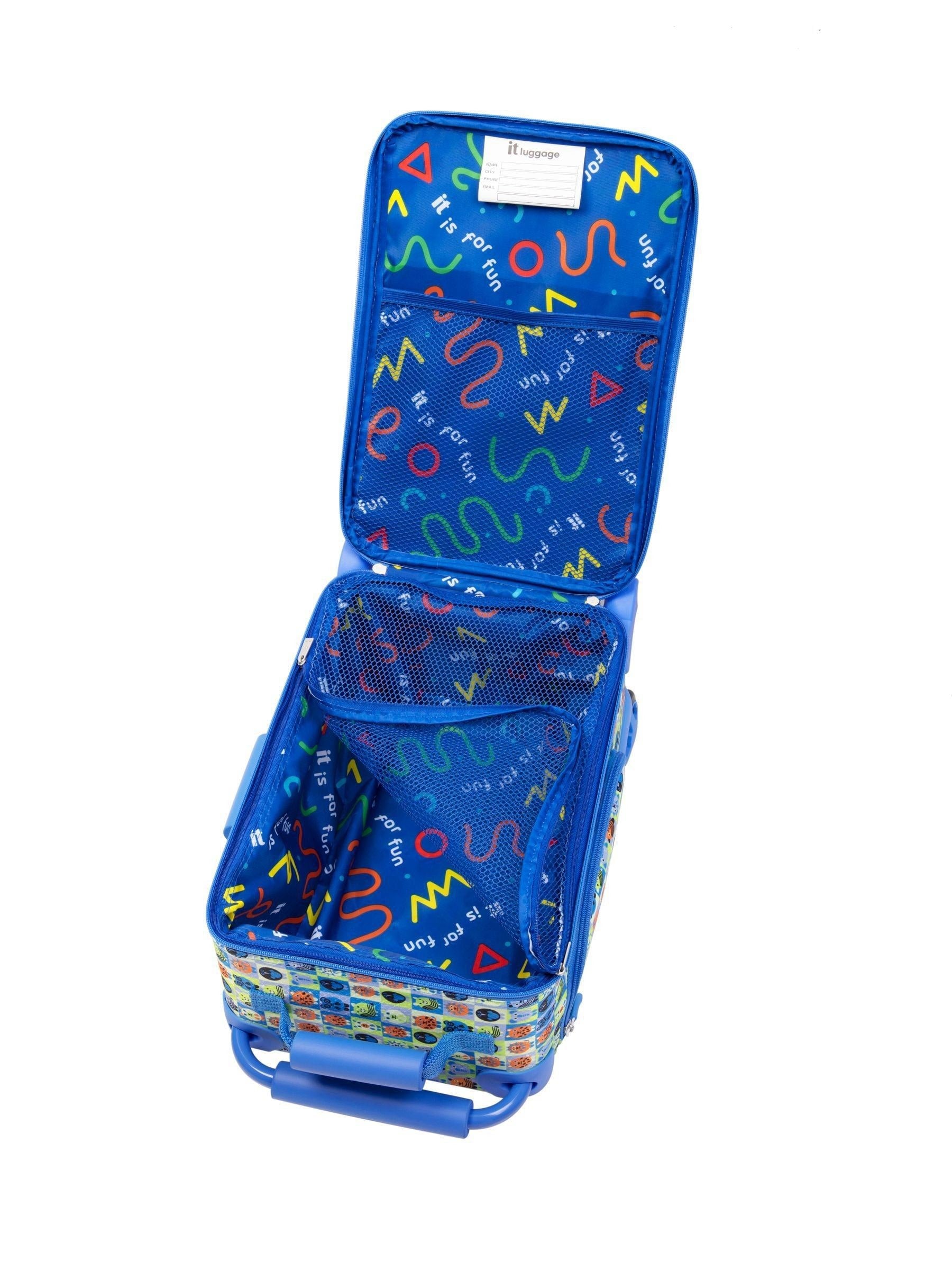 IT Luggage Blue Curisoity Minimals kiddies suitcase (British brand)