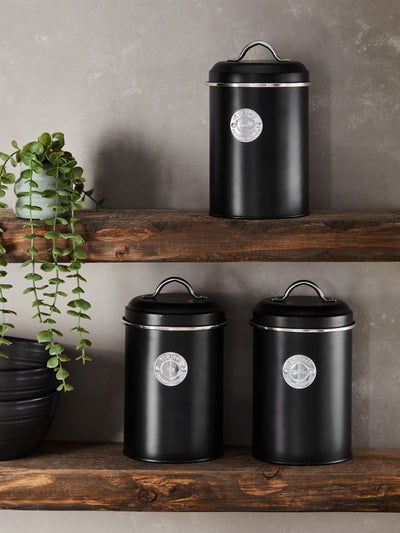 Next Cream Badge Set of 2 Metal Storage Jars for Tea, Coffee & Sugar- Buy online at McGrocer