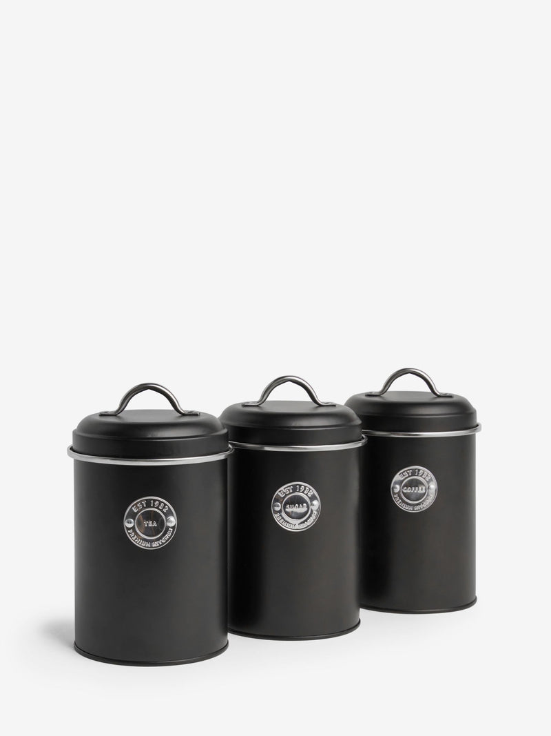 Cream Badge Set of 2 Metal Storage Jars for Tea, Coffee & Sugar - British product