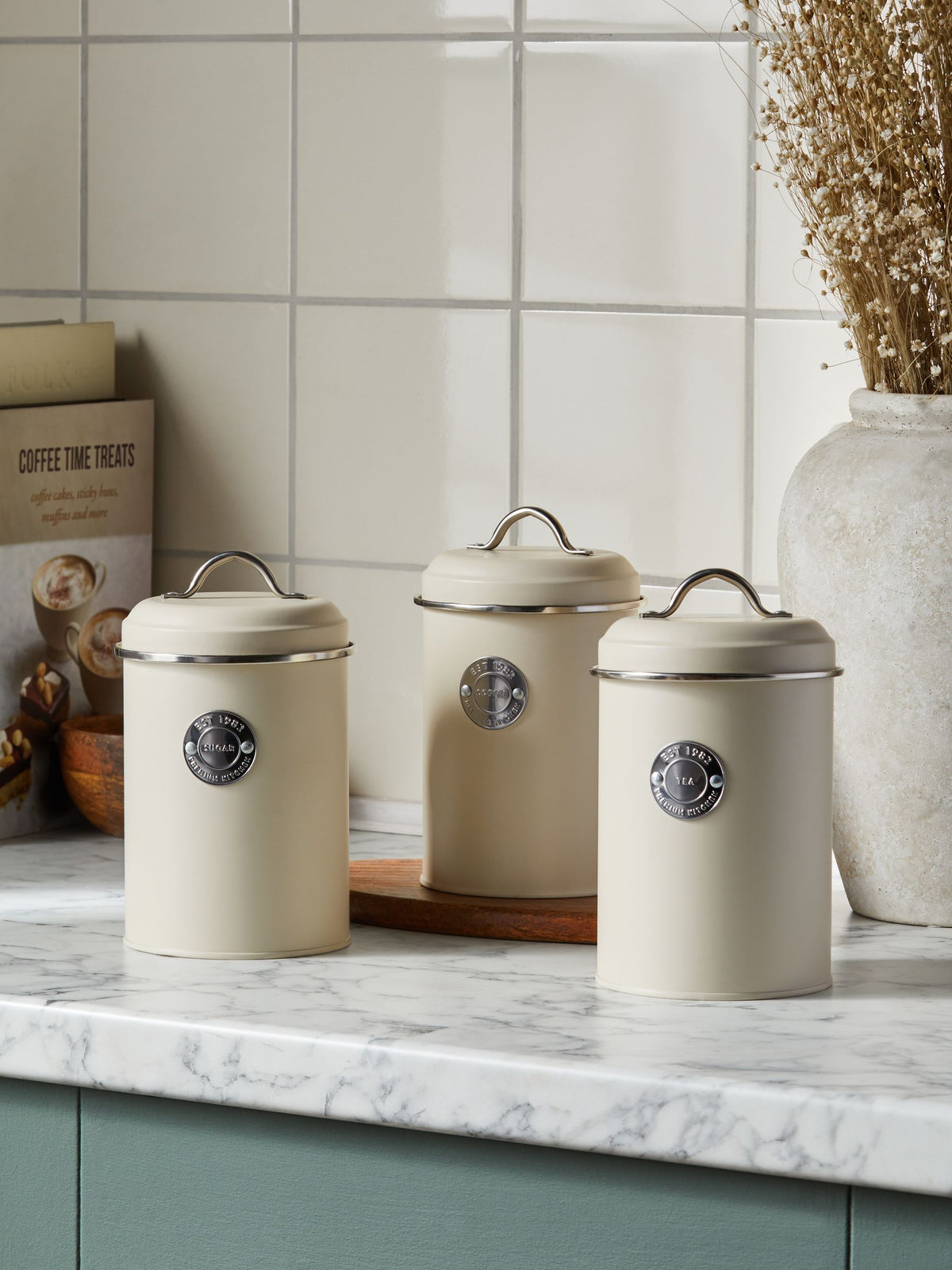 Cream storage jars set for tea, coffee, sugar - British product