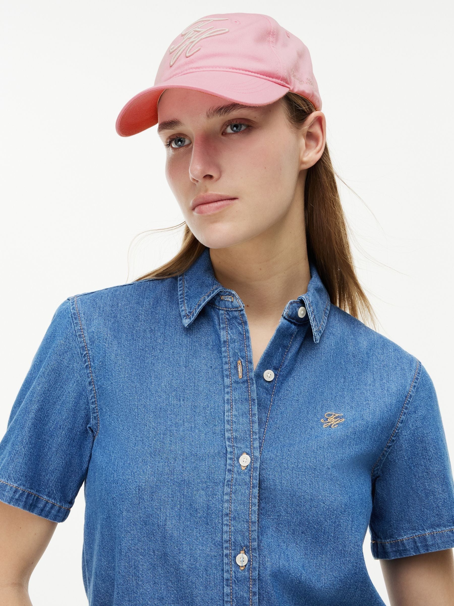 Tommy Hilfiger pink logo embroidery baseball cap, imported from the UK