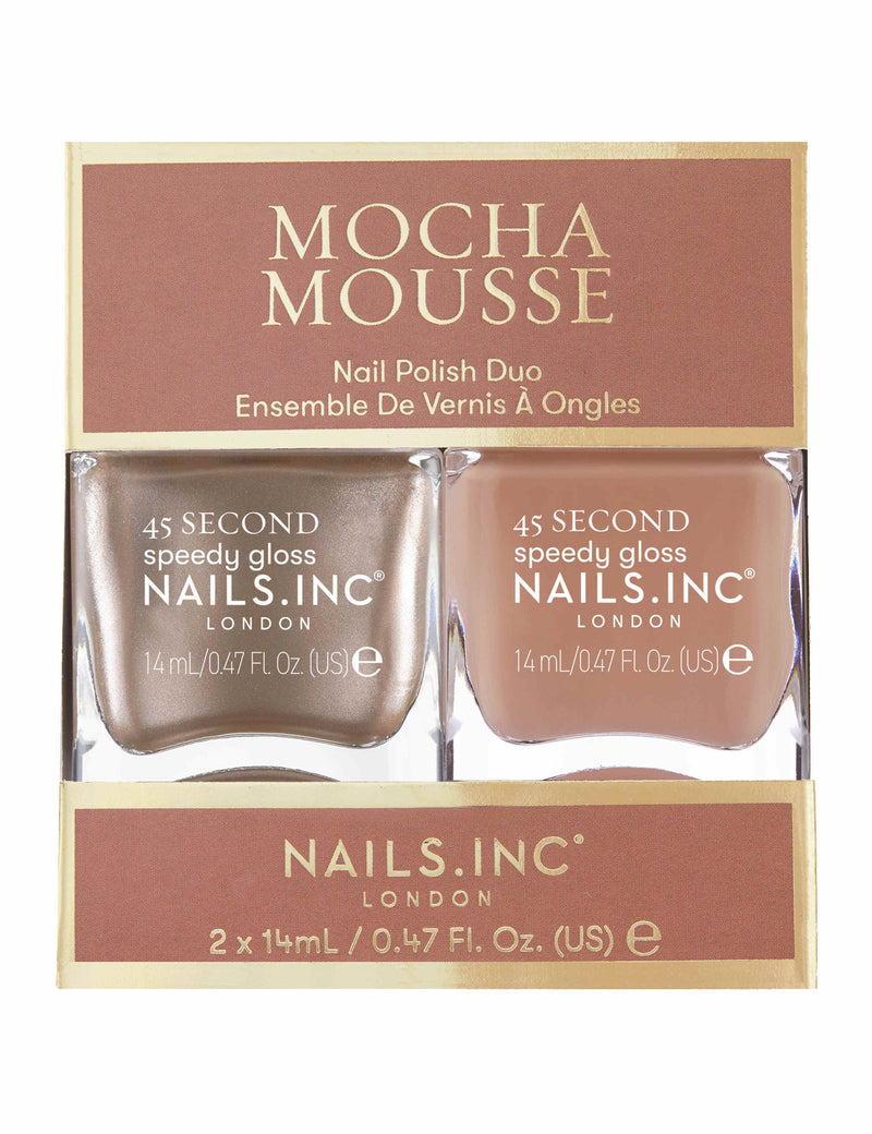 Nails.INC Mocha Mousse nail polish duo 2x14ml, imported from the UK