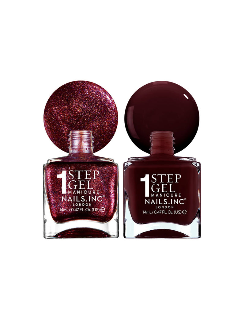 Nails Inc nail polish duo cherry noir shades, UK version