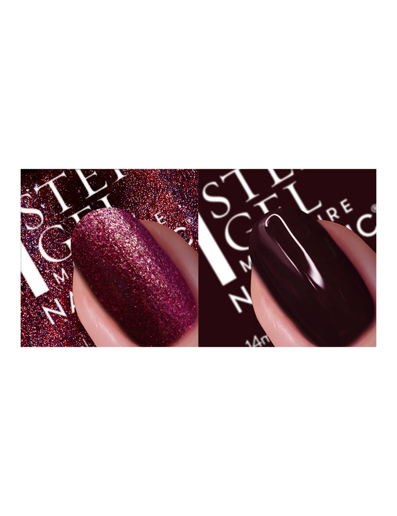 Nails Inc nail polish duo cherry noir shades, UK version