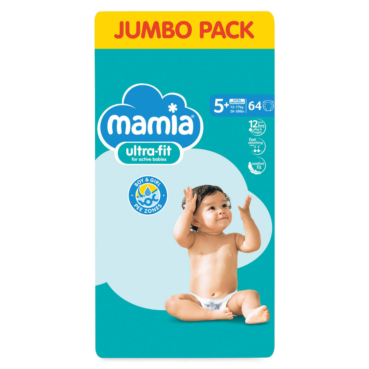 Nappies size 5+ extra absorbent 64 pack (British brand)