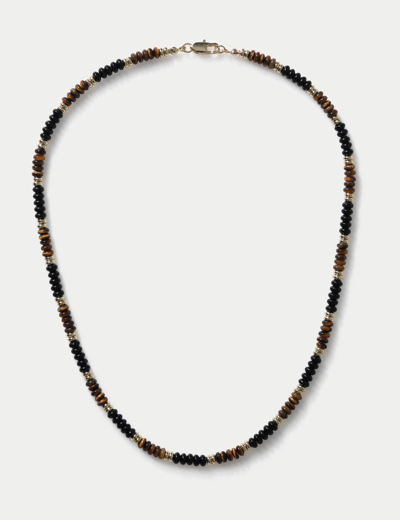 Natural stone bead necklace with resin and brass (British brand)