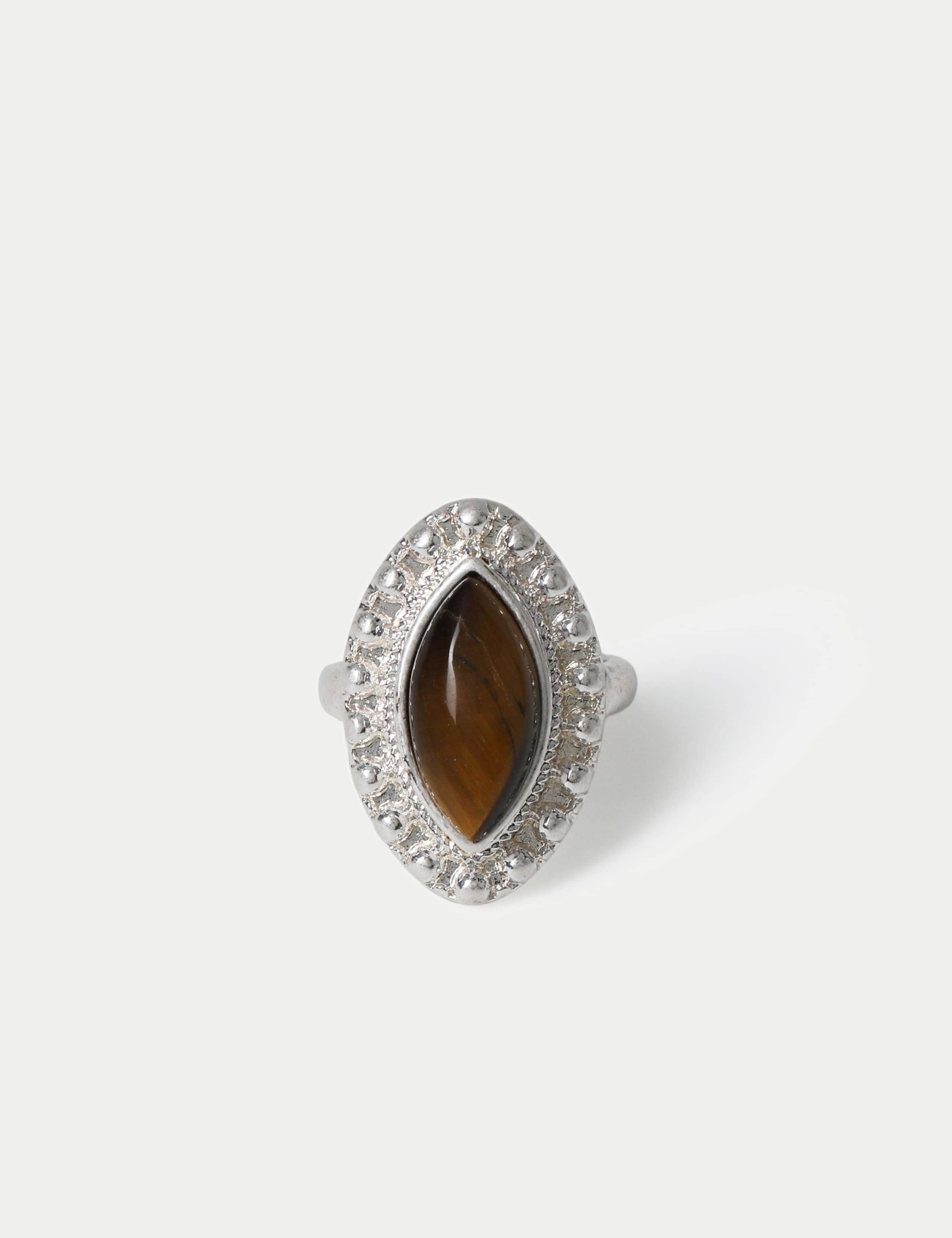 Natural stone diamond shape ring, UK version