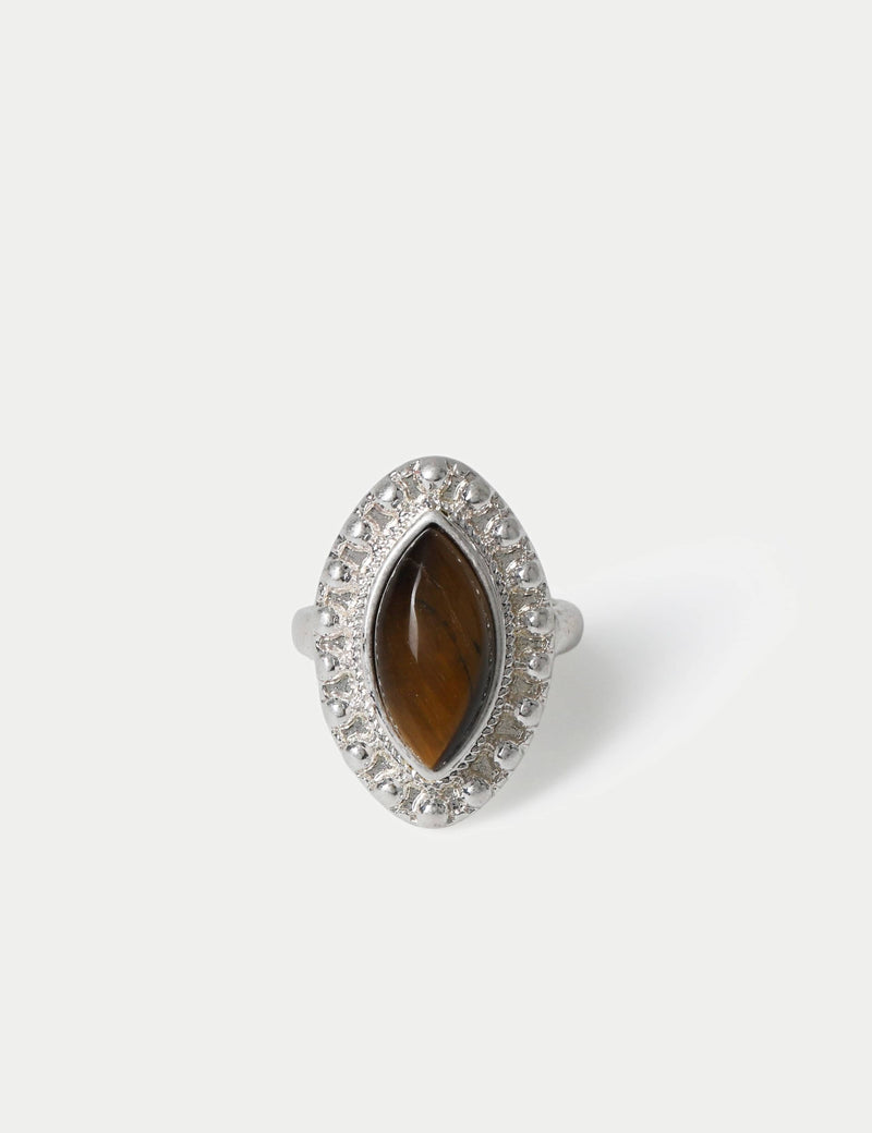 Natural stone diamond shape ring, UK version