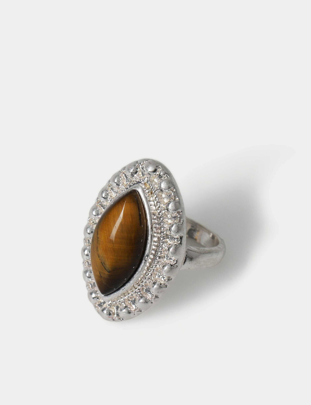 Natural stone diamond shape ring, UK version