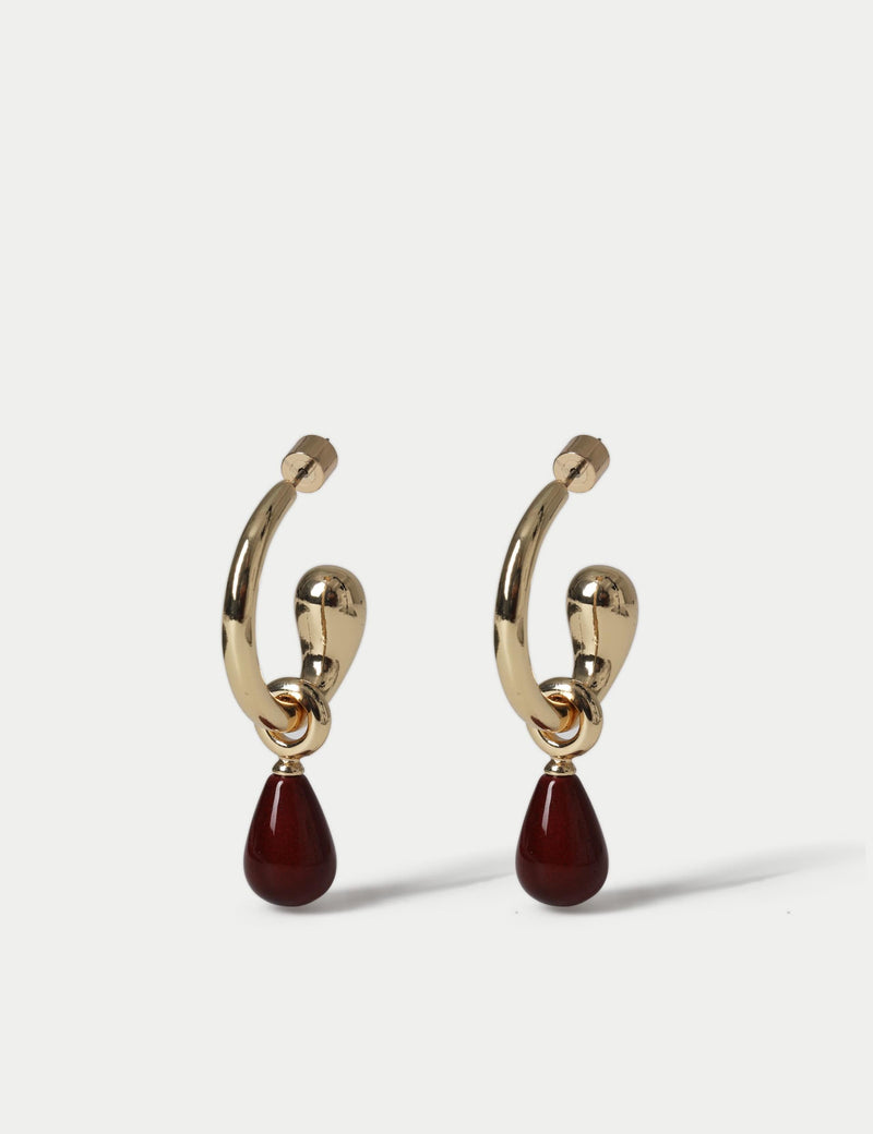Autograph Natural Stone Drop Hoop Earrings, 60mm - British product