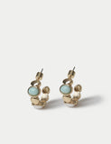 Natural stone hoop earrings with glass pearl accents, imported from the UK