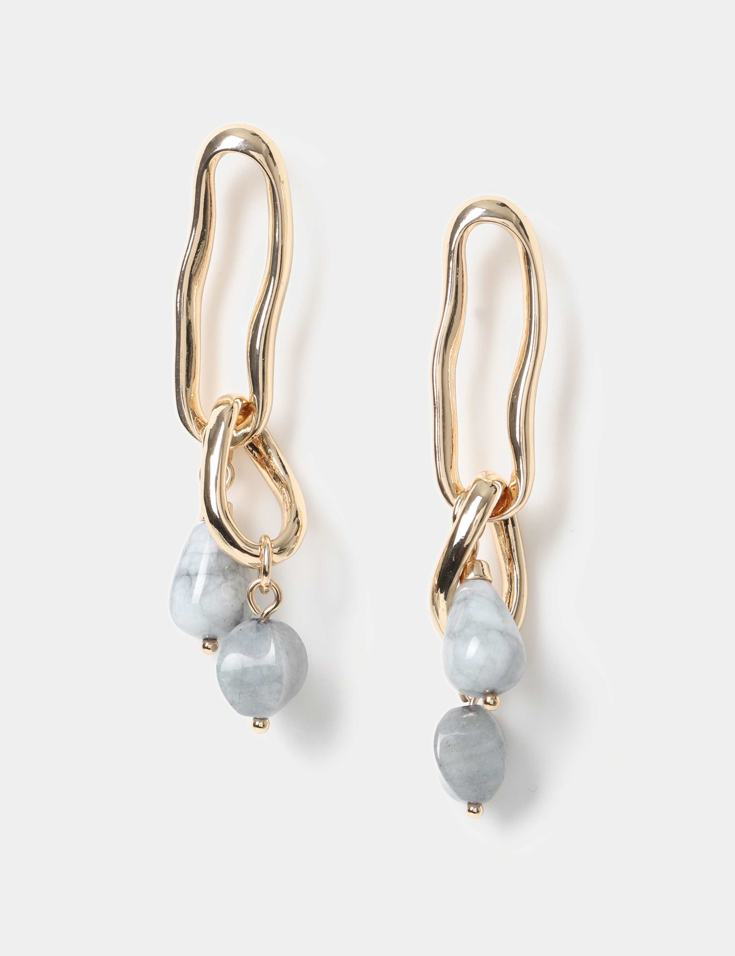 Natural stone link drop earrings, imported from the UK