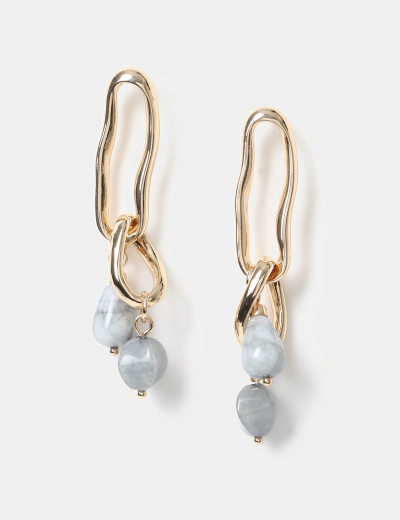 Natural stone link drop earrings, imported from the UK