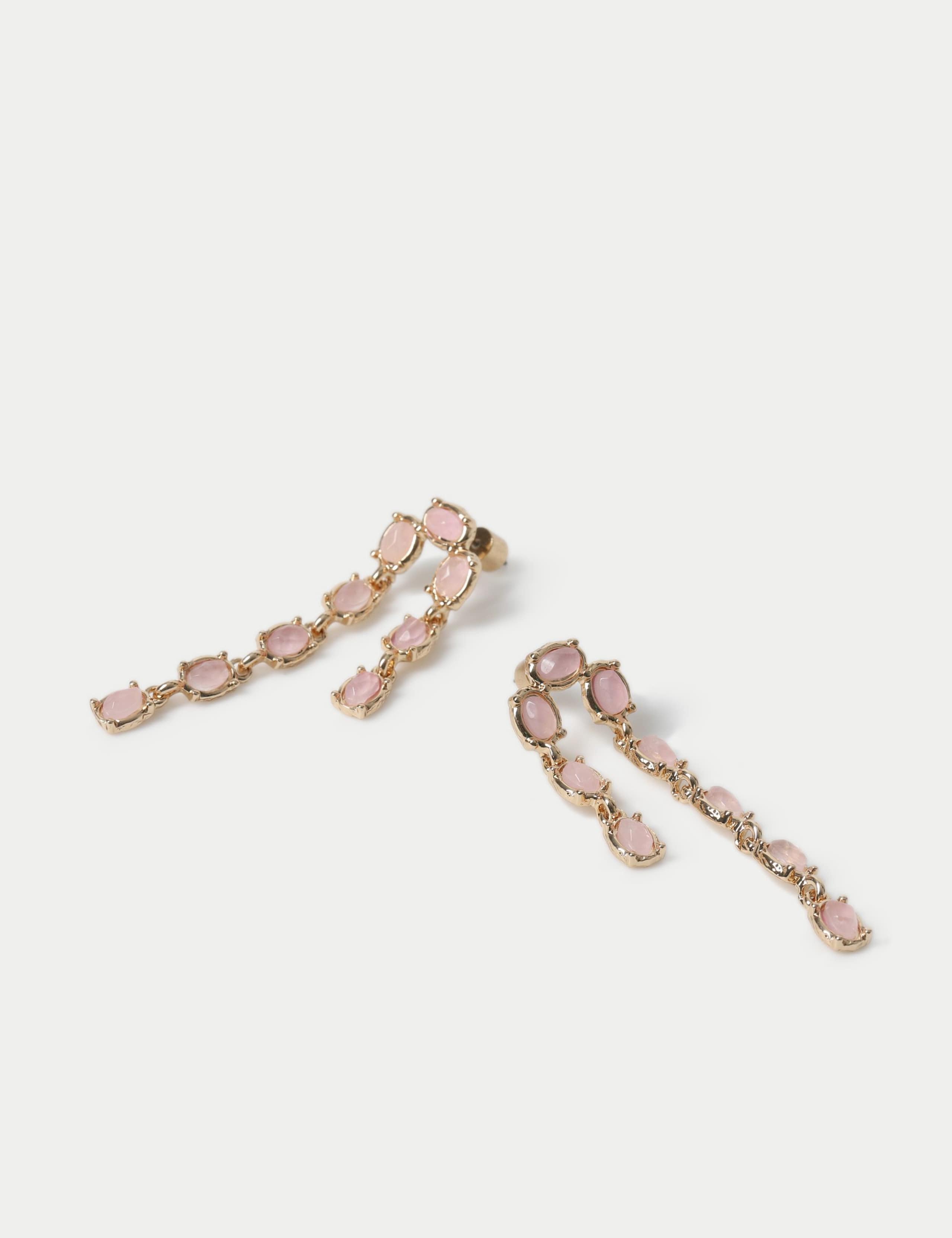 Natural Stone Skinny Drop Earrings (British brand)