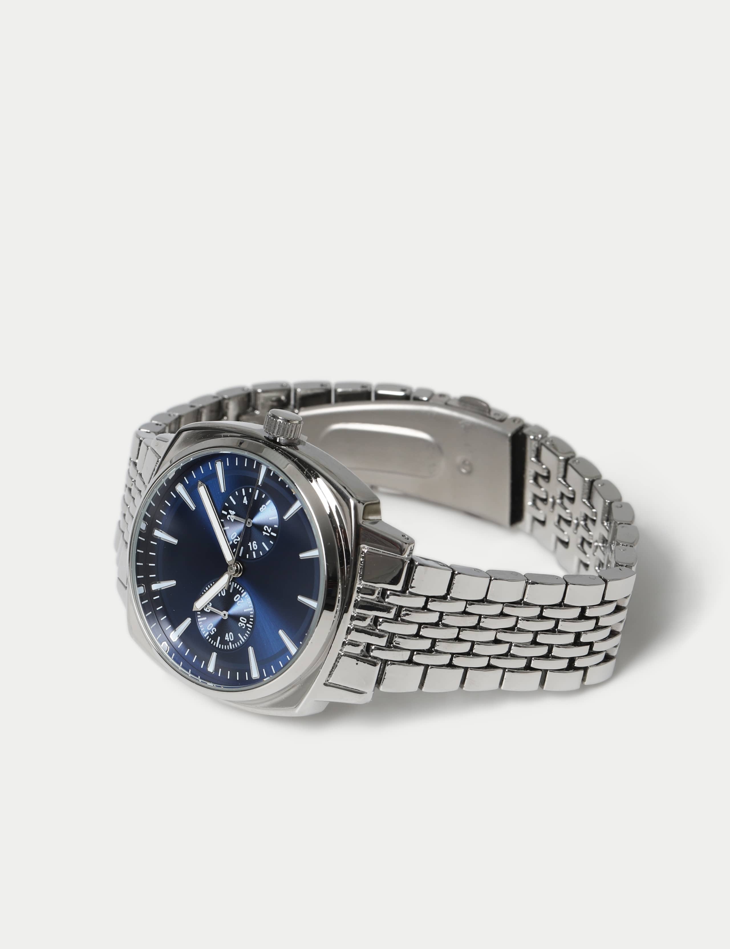 Navy Baton Watch with navy face and clasp fastening - British product