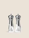 New York salt and pepper mills durable plastic clear base, UK version