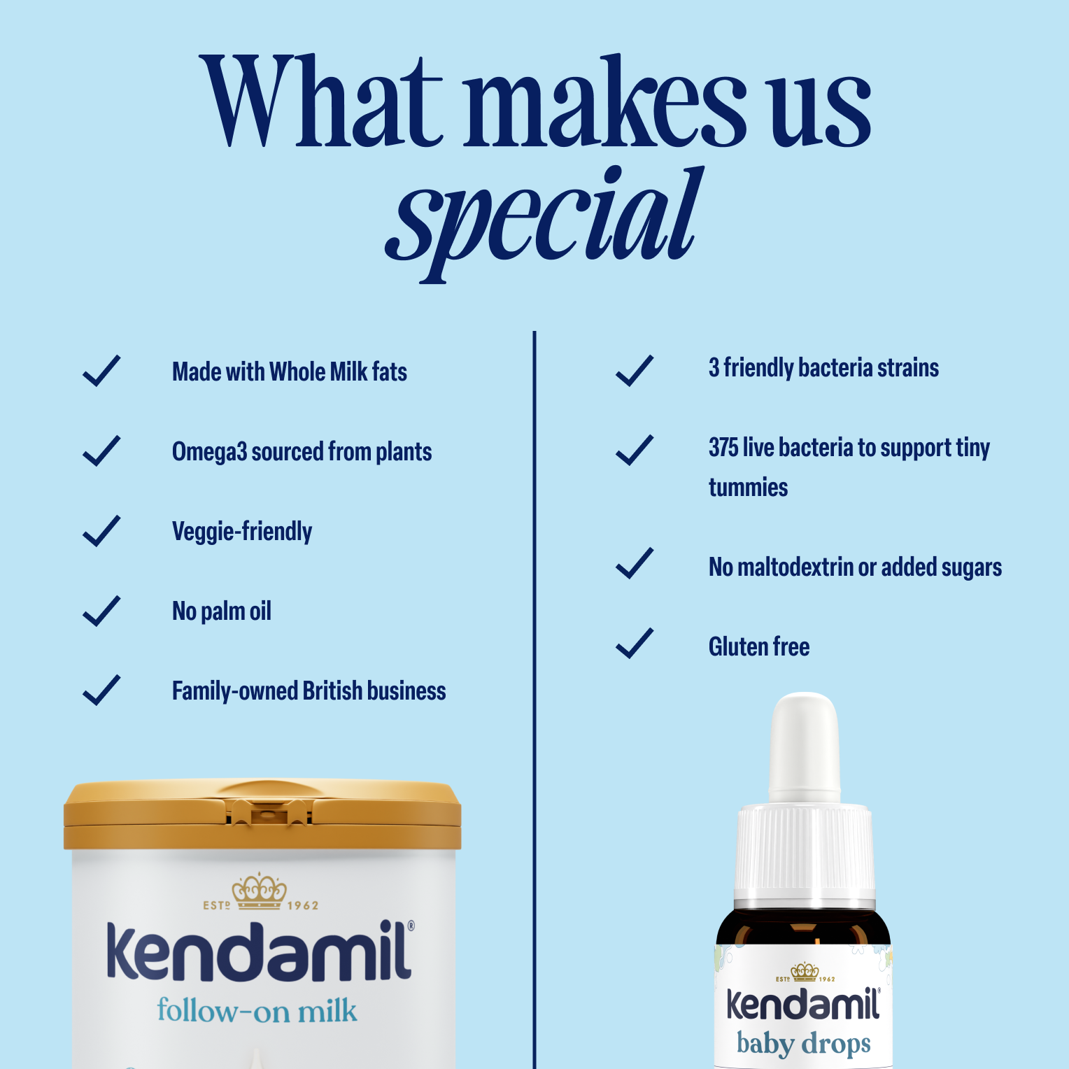 Kendamil saver bundle with Follow-On Milk and baby drops - British product