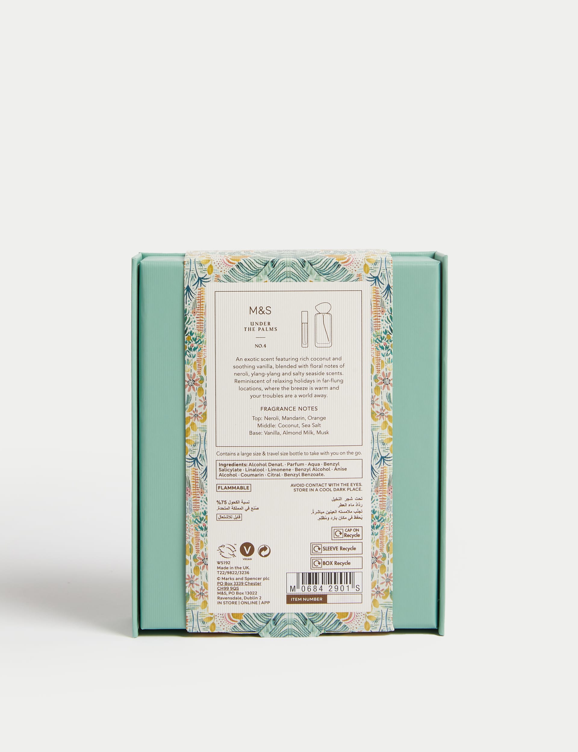 Under the Palms perfume set with 48ml and 9ml bottles, imported from the UK