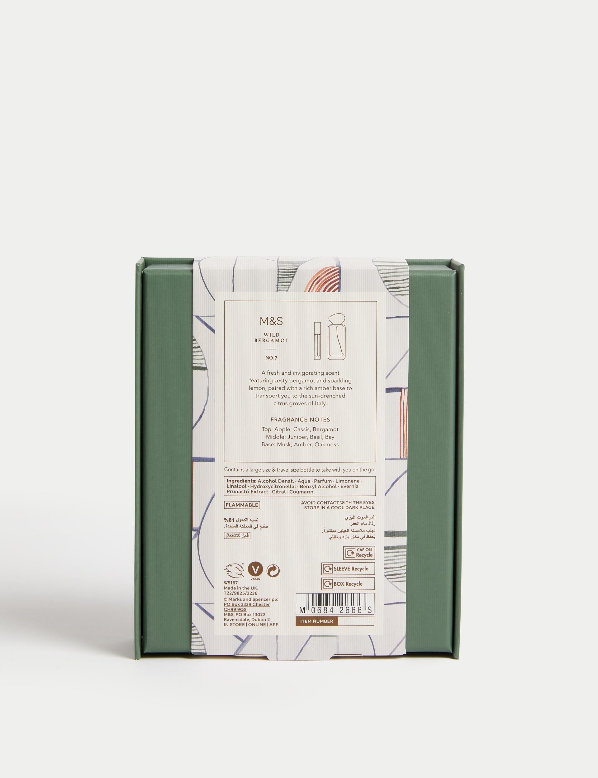 Wild Bergamot Eau de Parfum Set with 50ml and 10ml bottles, imported from the UK