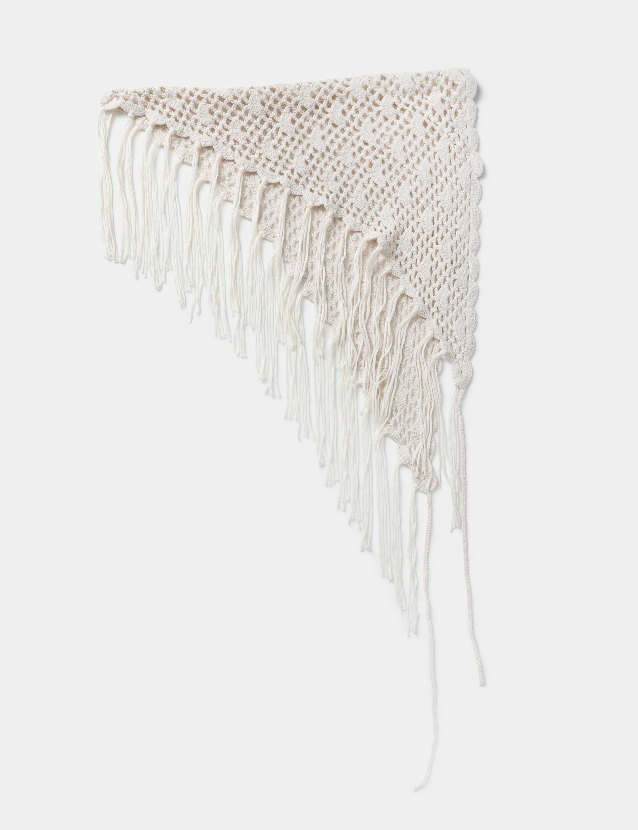 M&S white crochet fringe scarf accessory, UK version