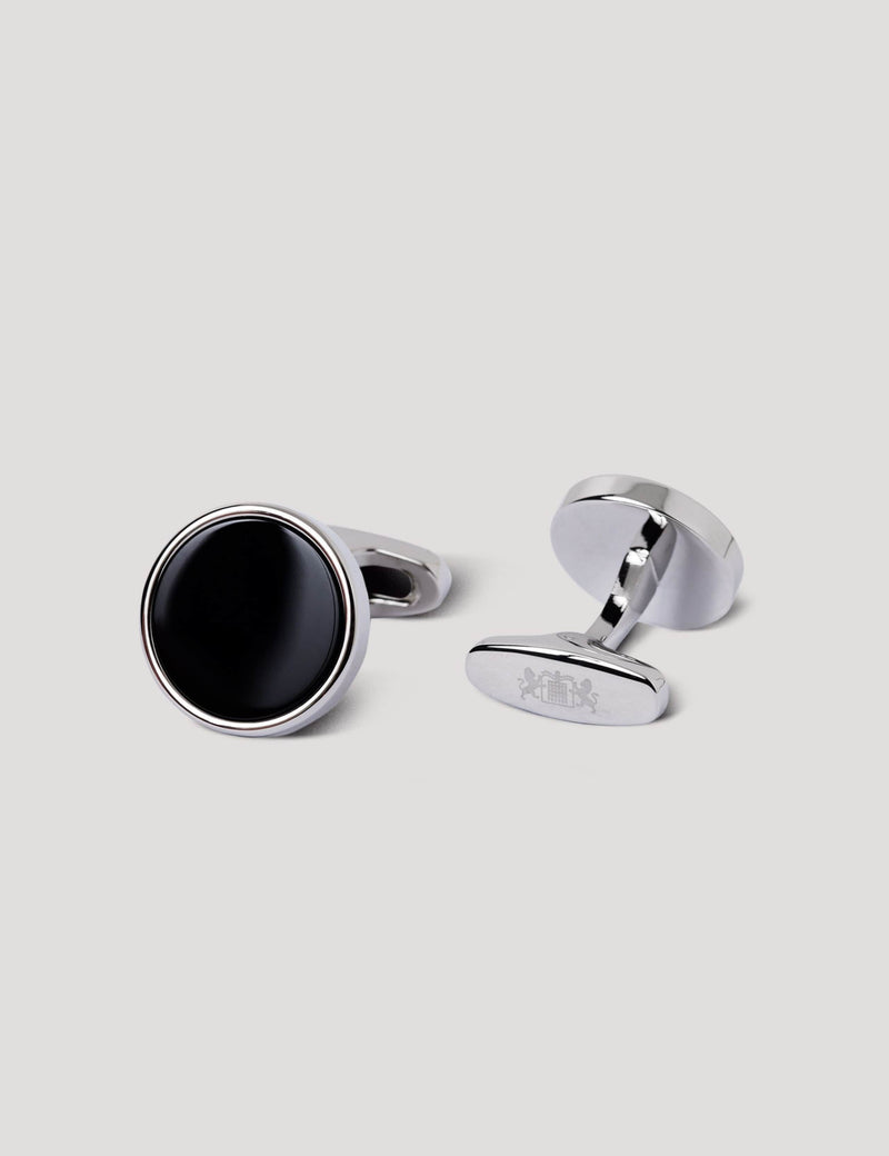Hawes & Curtis black onyx cufflinks 27mm, UK version
