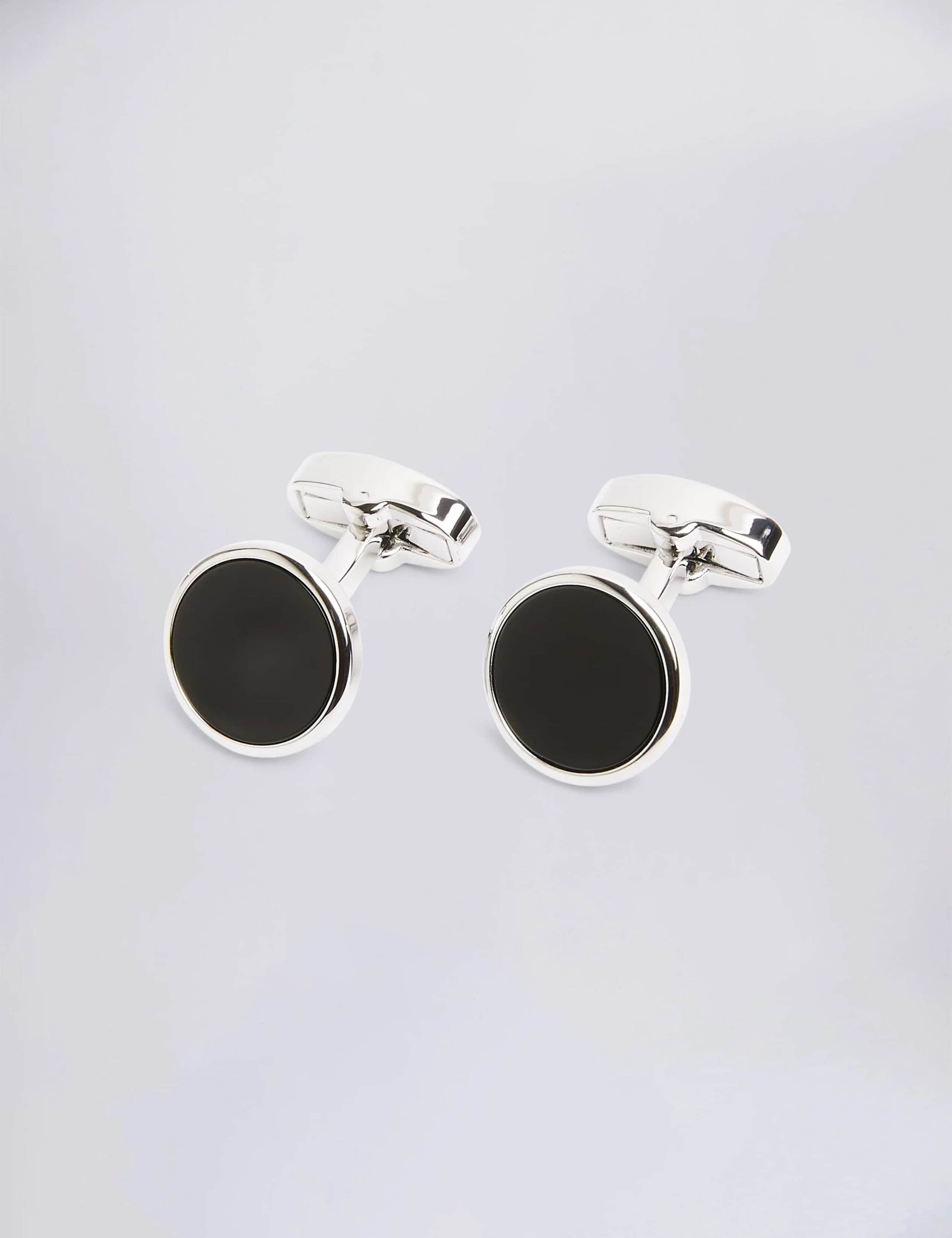 Moss onyx round cufflinks, imported from the UK