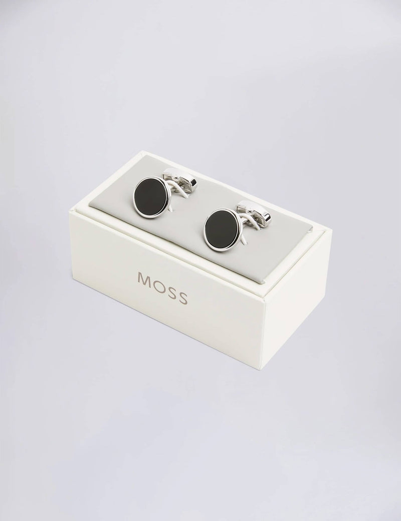 Moss onyx round cufflinks, imported from the UK