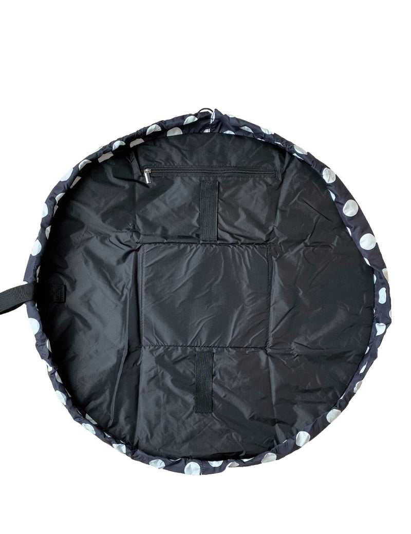 The Flat Lay Co. open flat makeup bag with double spots design, 52cm diameter, imported from the UK