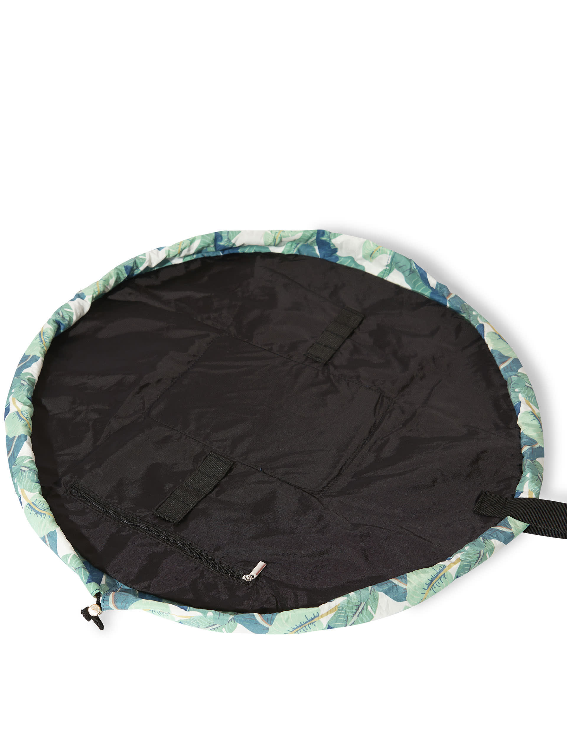 The Flat Lay Co. makeup bag Tropical Leaves design 52cm diameter, imported from the UK