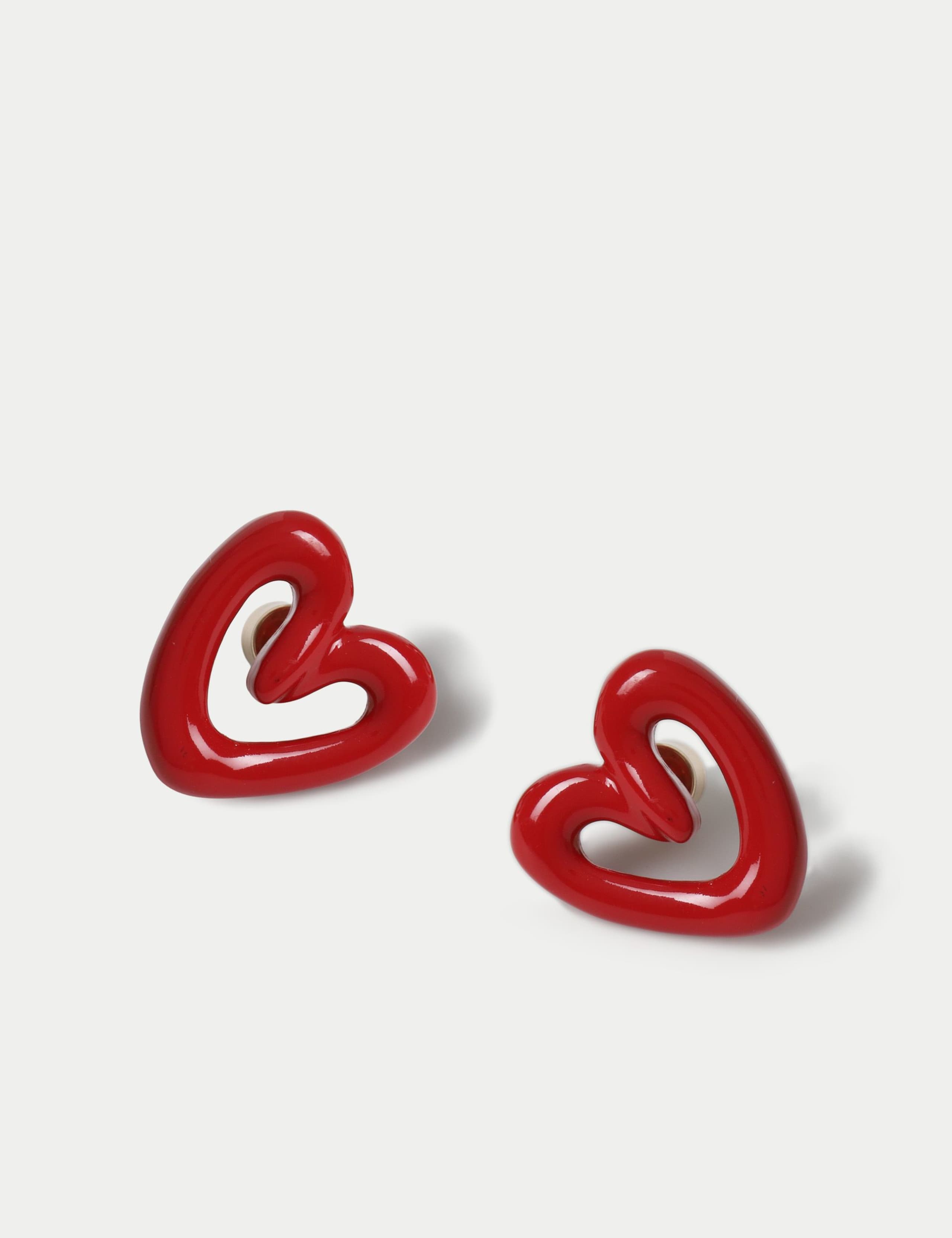 Open heart zinc stud earrings (British brand)