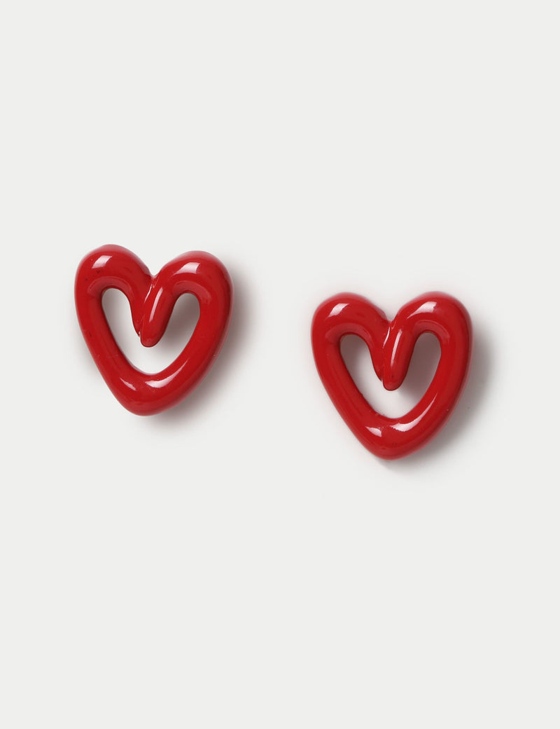 Open heart zinc stud earrings (British brand)
