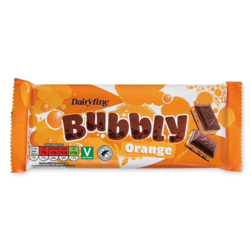 Orange Chocolate Bubbly Bar with milk chocolate (British brand)