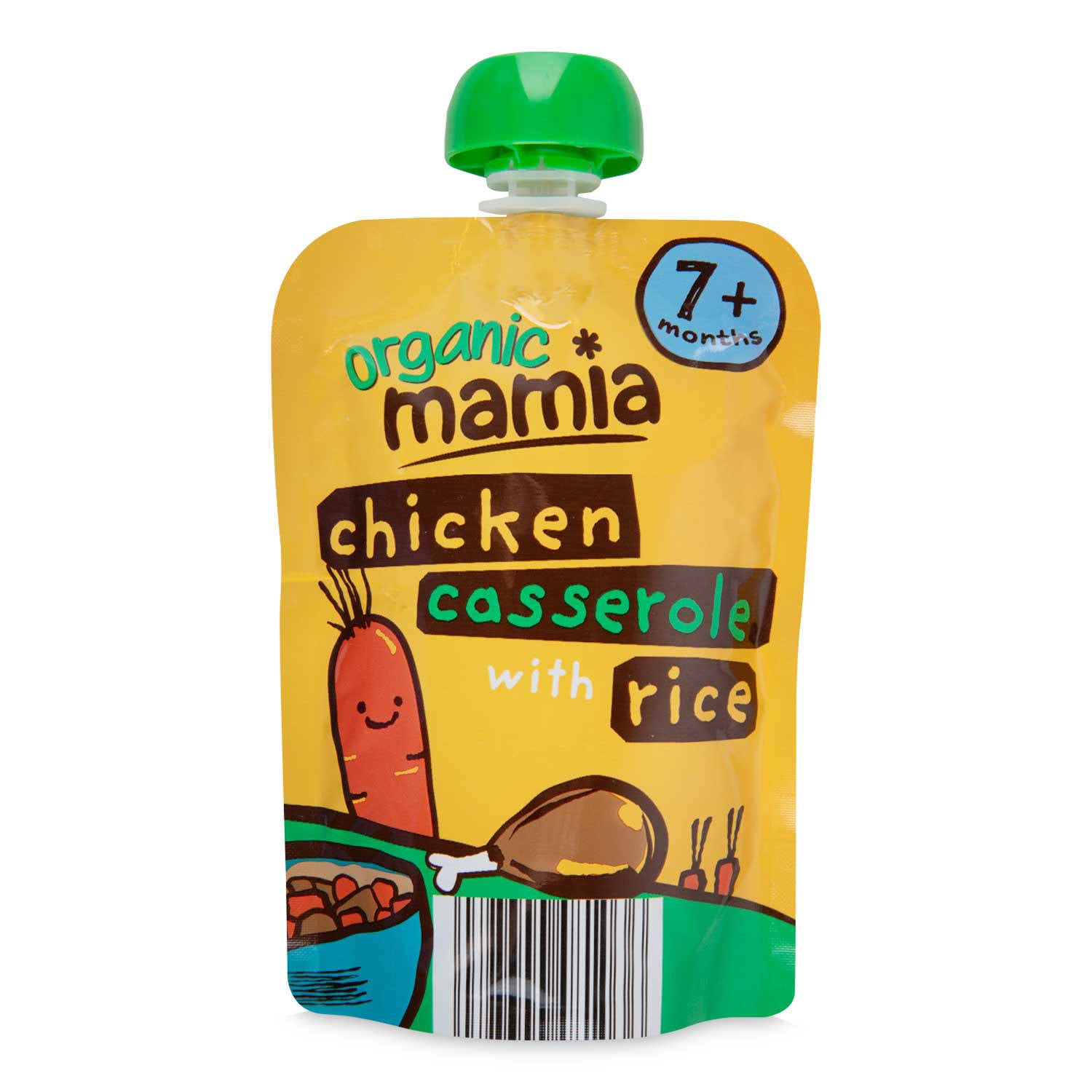 Organic chicken casserole with rice baby food pouch, UK version