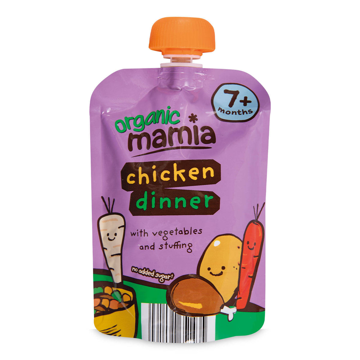 Organic chicken dinner baby food pouch with vegetables - British product