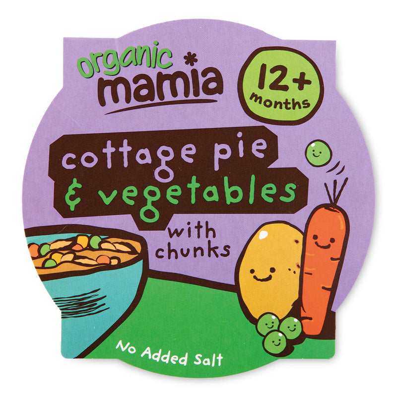 Organic cottage pie and vegetables tray meal with chunks, UK version
