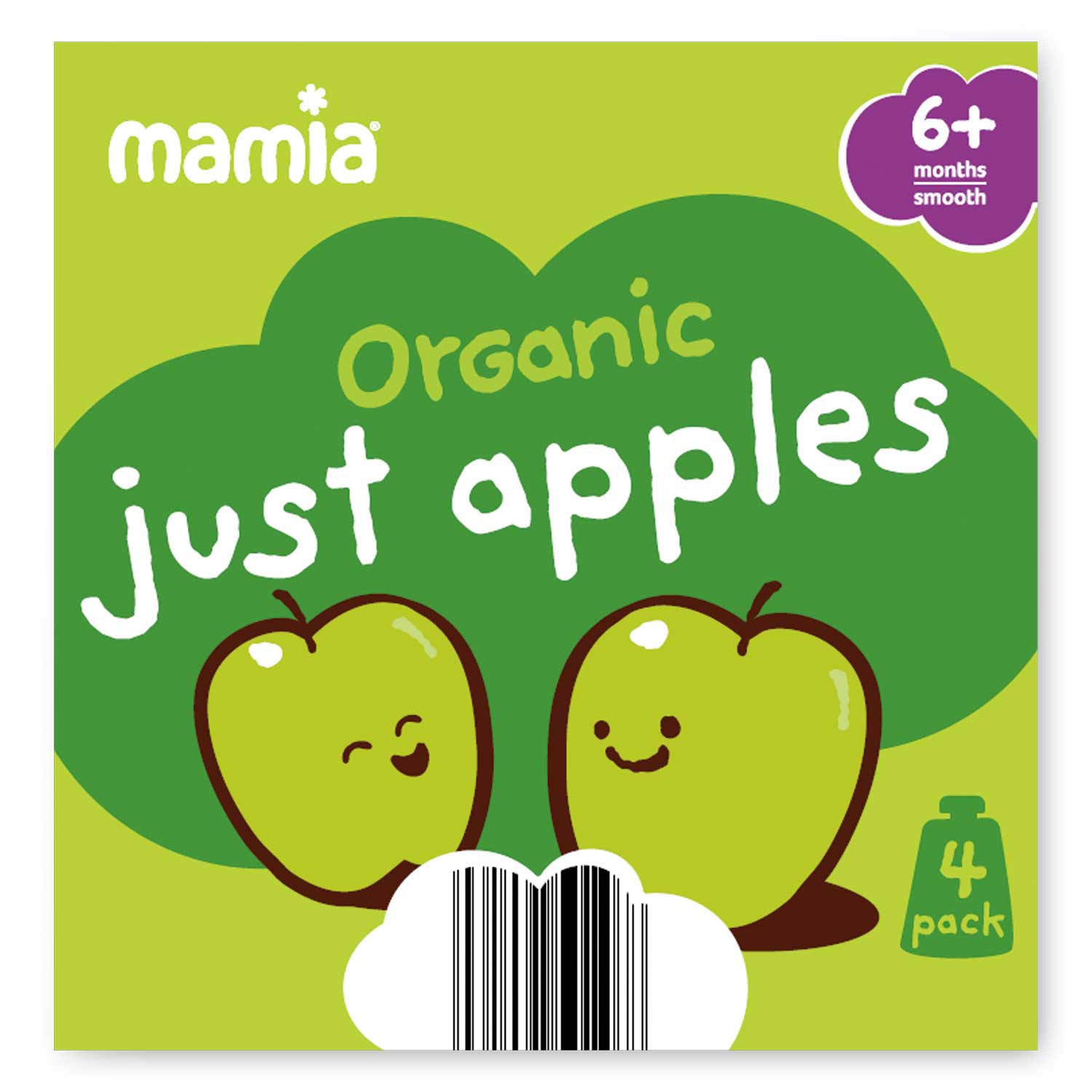 Organic Just Apples fruit pouch 4 pack - British product