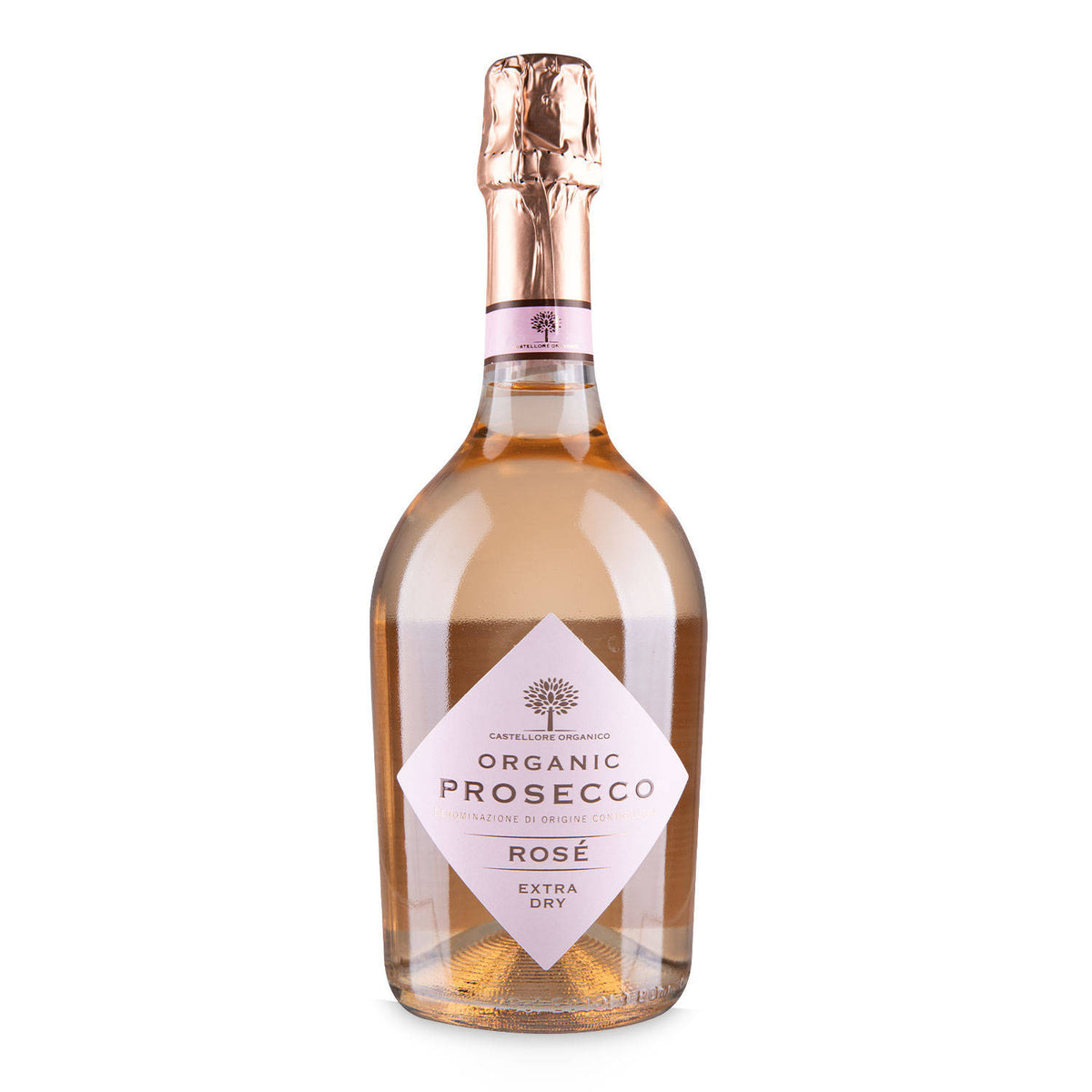 Organic Prosecco Rosé DOC sparkling wine, imported from the UK