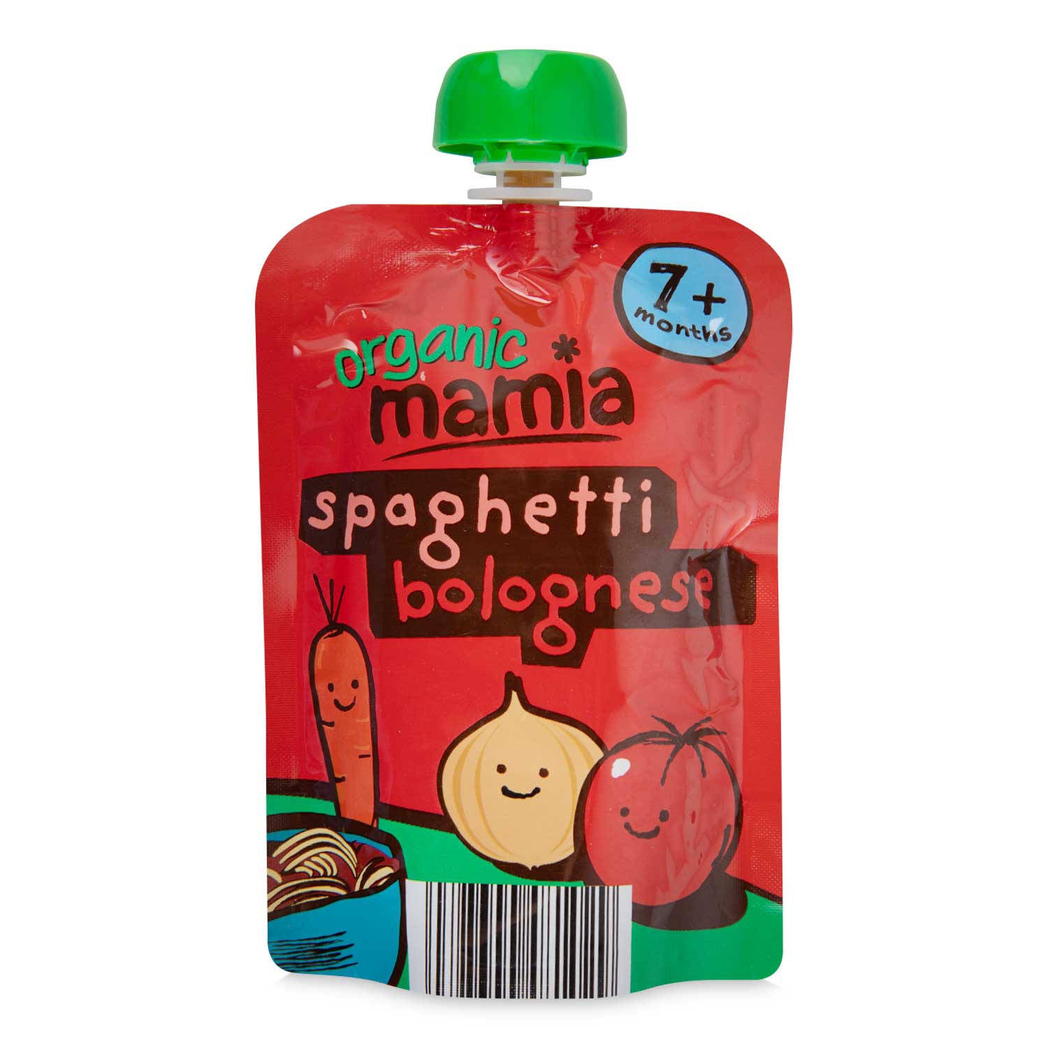 Organic spaghetti bolognese baby food pouch, from 7 months - British product