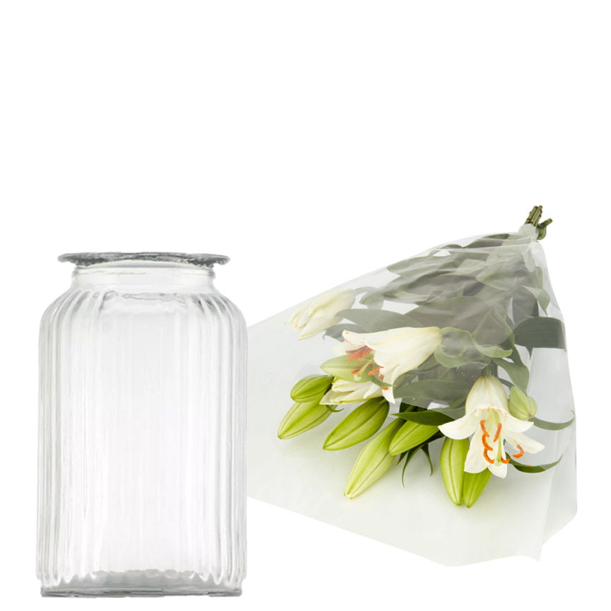 Oriental Lilies & Vase Bundle