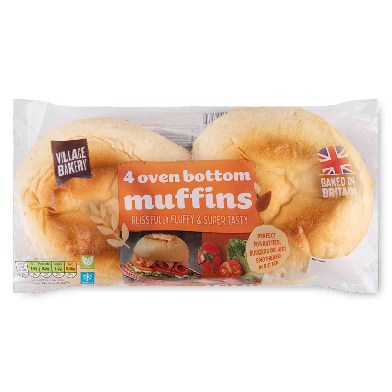Oven Bottom Muffins traditional British bakery rolls, imported from the UK
