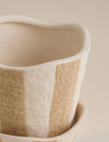 Striped ceramic planter 17cm hand-painted design - British product